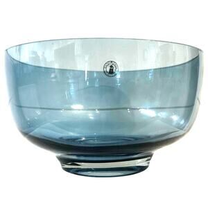 Stunning IKEA Stockholm Collection Large Blue Clear Glass Salad/Serving Bowl